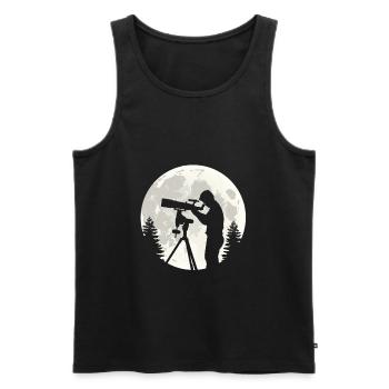 Astronomer Telescope Full Moon Solar System Telescope - Men's Premium Organic Tank Top - black - Front - AI Model Male 178 light (178cm)