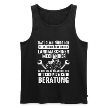 Landmaschinen Mechaniker Kompetente Beratung - Männer Premium Bio Tank Top - Schwarz - Vorne - AI Model Male 178 light (178cm)