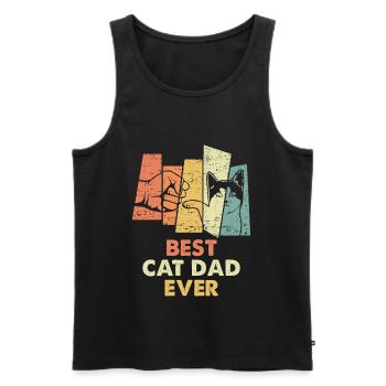 Vintage Best Cat Dad Ever Bump Fit - Débardeur bio Premium Homme - noir - Devant - Michal (187cm)