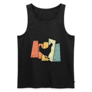 Retro Chicken I Chicken Farmer - Men's Premium Organic Tank Top - black - Front - Michal (187cm)