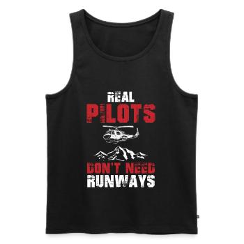 Real Pilots Don't Need Runways Helicopter - Men's Premium Organic Tank Top - black - Front - Michal (187cm)