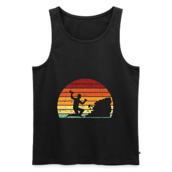 Retro Vintage Steinmetz Geologe Geologie Stein - Männer Premium Bio Tank Top - Schwarz - Vorne - Michal (187cm)