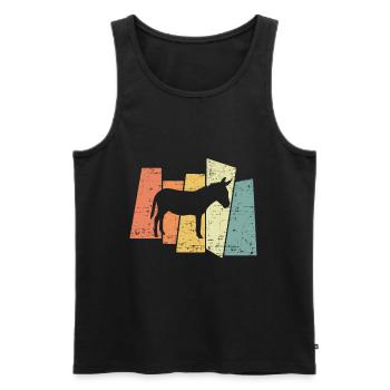 Retro Esel - Männer Premium Bio Tank Top - Schwarz - Vorne - Michal (187cm)