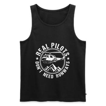 Real Pilots Don't Need Runways Helicopter - Men's Premium Organic Tank Top - black - Front - Michal (187cm)