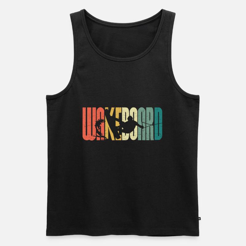 Retro Wakeboard Sunset Wakeboarder Wakeboarding - Männer Premium Bio Tank Top - Schwarz