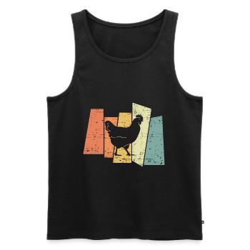 Retro Chicken I Chicken Farmer - Men's Premium Organic Tank Top - black - Front - Michal (187cm)