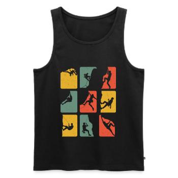 Rock Climbers Vintage Climbing Mountains Climber - Men's Premium Organic Tank Top - black - Front - AI Model Male 178 light (178cm)
