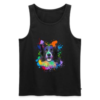 Border Collie Chien amoureux des animaux Chiens Peinture à l’eau - Débardeur bio Premium Homme - noir - Devant - Michal (187cm)