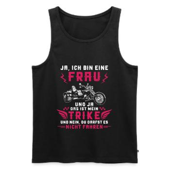 Trike Dreirad Trikefahrerin Spruch Motorradfahrer - Männer Premium Bio Tank Top - Schwarz - Vorne - Michal (187cm)