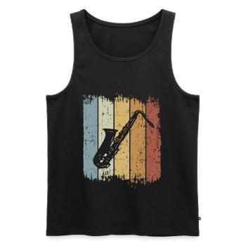 Retro Saxophone Musician Saxophonist Jazz Music - Men's Premium Organic Tank Top - black - Front - Michal (187cm)