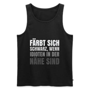 Färbt sich schwarz wenn Idioten in der Nähe sind - Männer Premium Bio Tank Top - Schwarz - Vorne - AI Model Male 178 light (178cm)