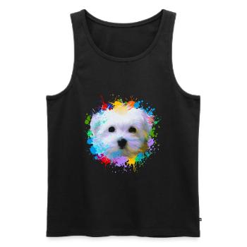 Malsains amoureux des animaux Chiens Eau Peinture Water Art - Débardeur bio Premium Homme - noir - Devant - AI Model Male 178 light (178cm)