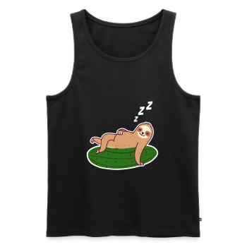 Pickles Sloth Cucumber Pickle - Men's Premium Organic Tank Top - black - Front - AI Model Male 178 light (178cm)