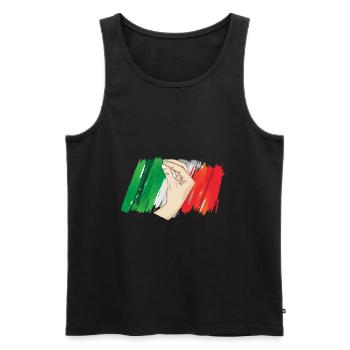 Italie Salutation Italienne Italien - Débardeur bio Premium Homme - noir - Devant - AI Model Male 178 light (178cm)
