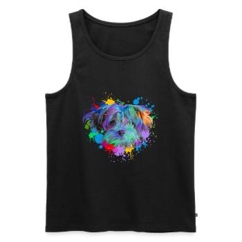 Bolonka Dog Animal Lover Dogs Watercolor Water Art - Men's Premium Organic Tank Top - black - Front - Michal (187cm)
