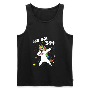Ich bin 39 Einhorn Dab Dabbing Unicorn - Männer Premium Bio Tank Top - Schwarz - Vorne - Michal (187cm)