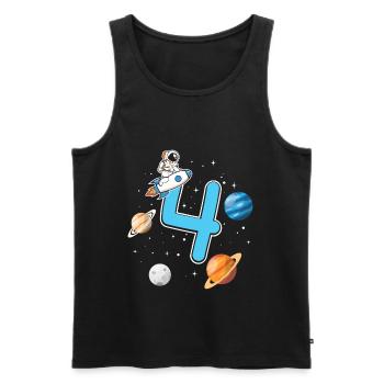 Birthday 4 years astronaut rocket 4th birthday - Men's Premium Organic Tank Top - black - Front - Michal (187cm)