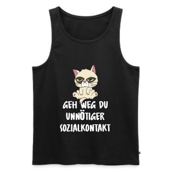 Geh Weg du unnötiger Sozialkontakt Faule Katze - Männer Premium Bio Tank Top - Schwarz - Vorne - Michal (187cm)