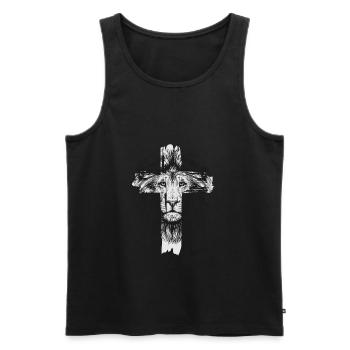 Lion Cross God Church Christian Lions Christians - Débardeur bio Premium Homme - noir - Devant - Michal (187cm)