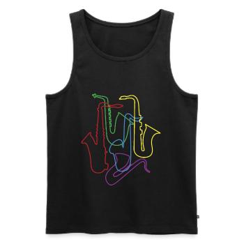 Saxophones saxophonistes saxophonistes saxophonistes de rétro - Débardeur bio Premium Homme - noir - Devant - Michal (187cm)