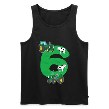 Birthday 6 years tractor farmer 6th birthday boy - Men's Premium Organic Tank Top - black - Front - Michal (187cm)