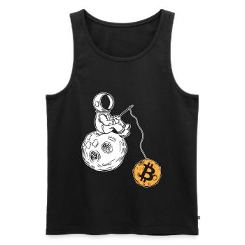 Bitcoin Astronaut Moon Angler Crypto To The Moon - Men's Premium Organic Tank Top - black - Front - Michal (187cm)