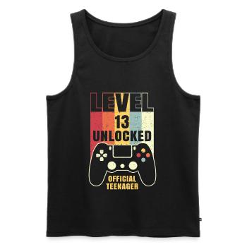 Niveau 13 Unlocked Official Teenager - Débardeur bio Premium Homme - noir - Devant - AI Model Male 178 light (178cm)