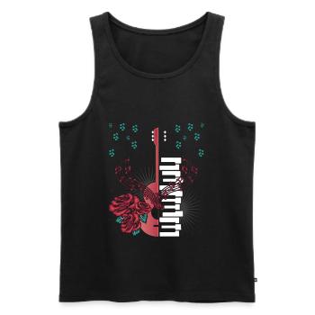 E Guitar Music Notes Piano Keys Red Roses Flower - Männer Premium Bio Tank Top - Schwarz - Vorne - AI Model Male 178 light (178cm)