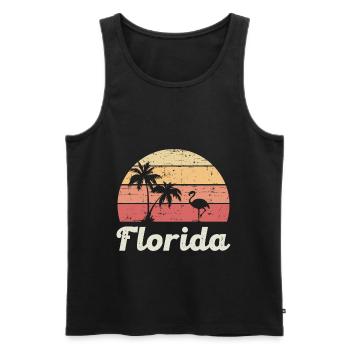 Florida Flamingo Palmen Surfen Sunset Strand - Männer Premium Bio Tank Top - Schwarz - Vorne - Michal (187cm)