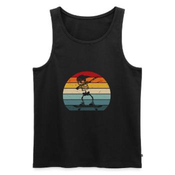 Vintage Dabbing Skateboarder Skelett Skater - Männer Premium Bio Tank Top - Schwarz - Vorne - AI Model Male 178 light (178cm)