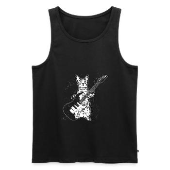chat musicien guitariste punk chaton guitare électrique - Débardeur bio Premium Homme - noir - Devant - Michal (187cm)
