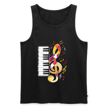 Piano Musique Touches piano piano clavier - Débardeur bio Premium Homme - noir - Devant - AI Model Male 178 light (178cm)