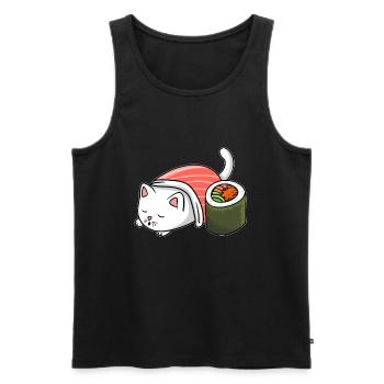 Kawaii Cat Sushi Japan Manga Anime Cat - Men's Premium Organic Tank Top - black - Front - AI Model Male 178 light (178cm)