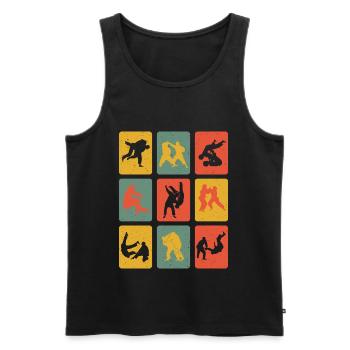 Judo Retro Judoist Judoka Fighter - Männer Premium Bio Tank Top - Schwarz - Vorne - Michal (187cm)