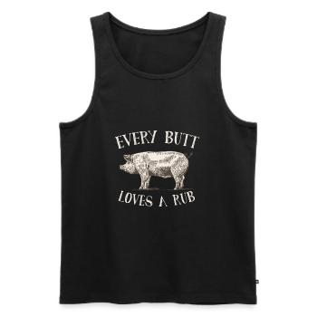 Every Butt Loves A Rub Pig Retro - Men's Premium Organic Tank Top - black - Front - Michal (187cm)