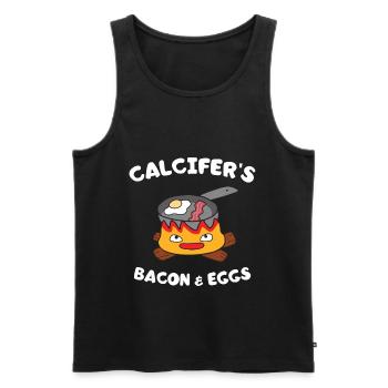 Calcifer's bacon and egg Cook - Funny Food lover - Men's Premium Organic Tank Top - black - Front - AI Model Male 178 light (178cm)