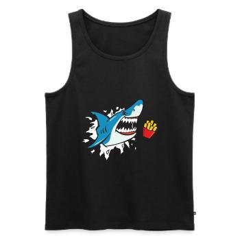Shark eats fries shark lover frieze lover - Men's Premium Organic Tank Top - black - Front - AI Model Male 178 light (178cm)
