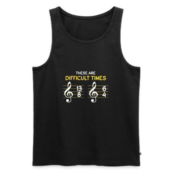 These Are Difficult Times Music Notes Music Note - Men's Premium Organic Tank Top - black - Front - AI Model Male 178 light (178cm)