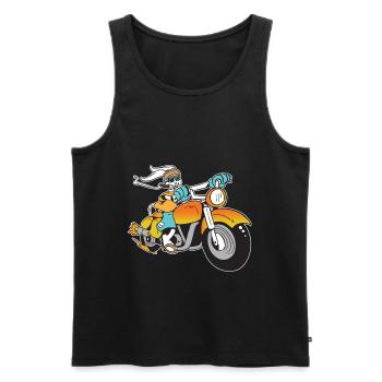 Motorcyclist Rabbit Smoking Rabbit - Men's Premium Organic Tank Top - black - Front - AI Model Male 178 light (178cm)