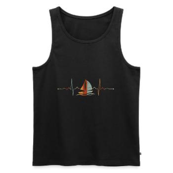 Vintage Sailboat Heartbeat Voilier Navigation de plaisance - Débardeur bio Premium Homme - noir - Devant - Michal (187cm)
