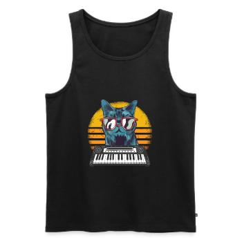 Synthétiseurs analogiques Cat Retro Sunset - Débardeur bio Premium Homme - noir - Devant - Michal (187cm)