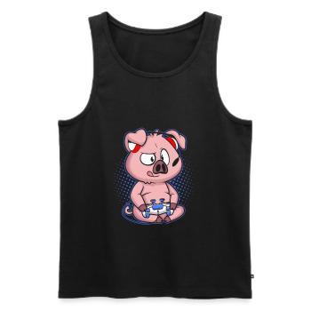 Gaming Pig Video Game Computer PC - Men's Premium Organic Tank Top - black - Front - AI Model Male 178 light (178cm)