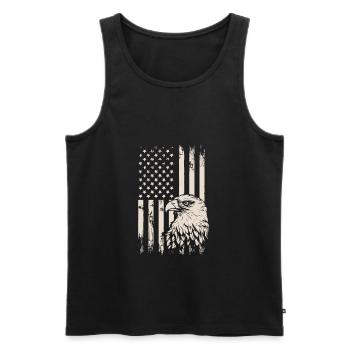 American Flag Eagle USA Retro Bald Eagle - Men's Premium Organic Tank Top - black - Front - AI Model Male 178 light (178cm)