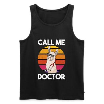 Call Me Doctor Lama Llama Doktor - Männer Premium Bio Tank Top - Schwarz - Vorne - Michal (187cm)