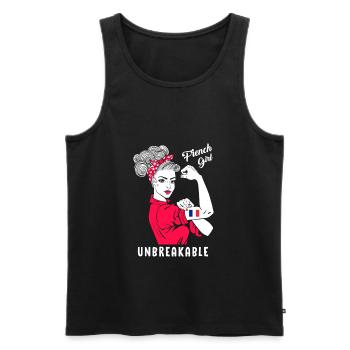 French Girl Unbreakable Femme française forte - Débardeur bio Premium Homme - noir - Devant - Michal (187cm)