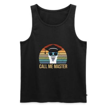 Call Me Master Lama With Glasses And Mortarboard - Men's Premium Organic Tank Top - black - Front - Michal (187cm)