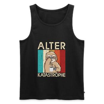 Old Disaster Sloth Facepalm Employee - Men's Premium Organic Tank Top - black - Front - AI Model Male 178 light (178cm)