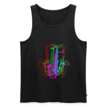 Vintage Saxophone 90er 80er Saxophon Jazz - Männer Premium Bio Tank Top - Schwarz - Vorne - Michal (187cm)