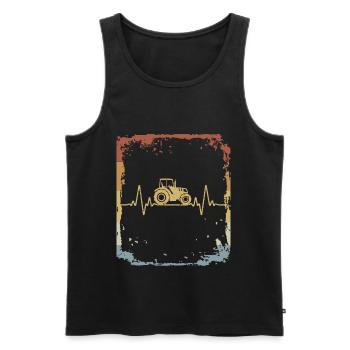 Vintage Heartbeat Tractor EKG Farmer Farming - Männer Premium Bio Tank Top - Schwarz - Vorne - Michal (187cm)