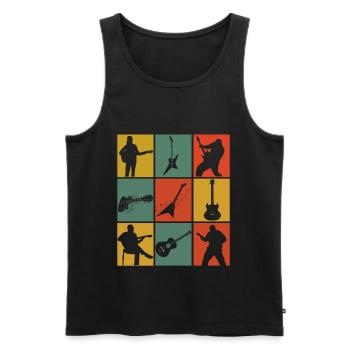 Rétro guitariste guitariste guitares électriques - Débardeur bio Premium Homme - noir - Devant - Michal (187cm)